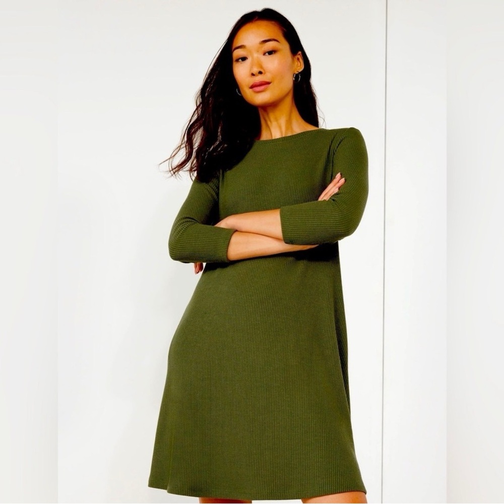 Pinc Dress Womens Small Olive Green Long Sleeve